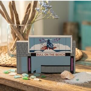 Vintage "Bull on the Beach" Cat’s Meow Village Wooden Shelf Sitter | 1994 Signed